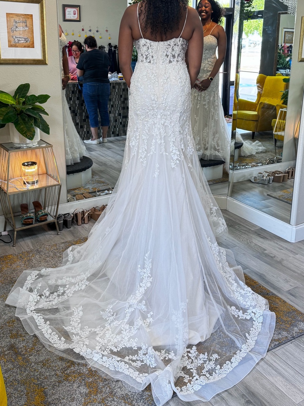 Tulle and Beaded Lace Mermaid Wedding Dress - Picture 11 of 12